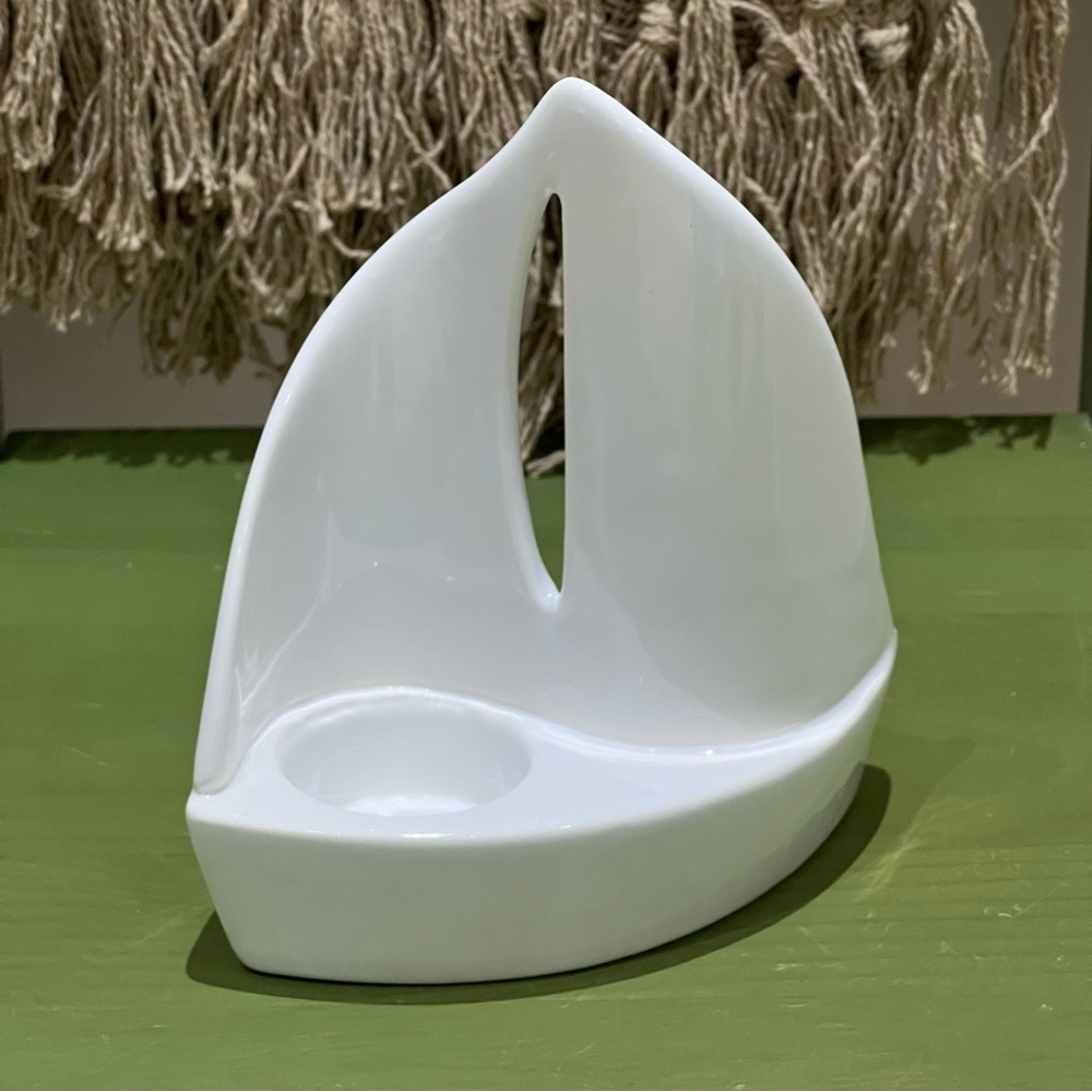 Vintage Sailboat Ceramic Tea Light Candle Holder